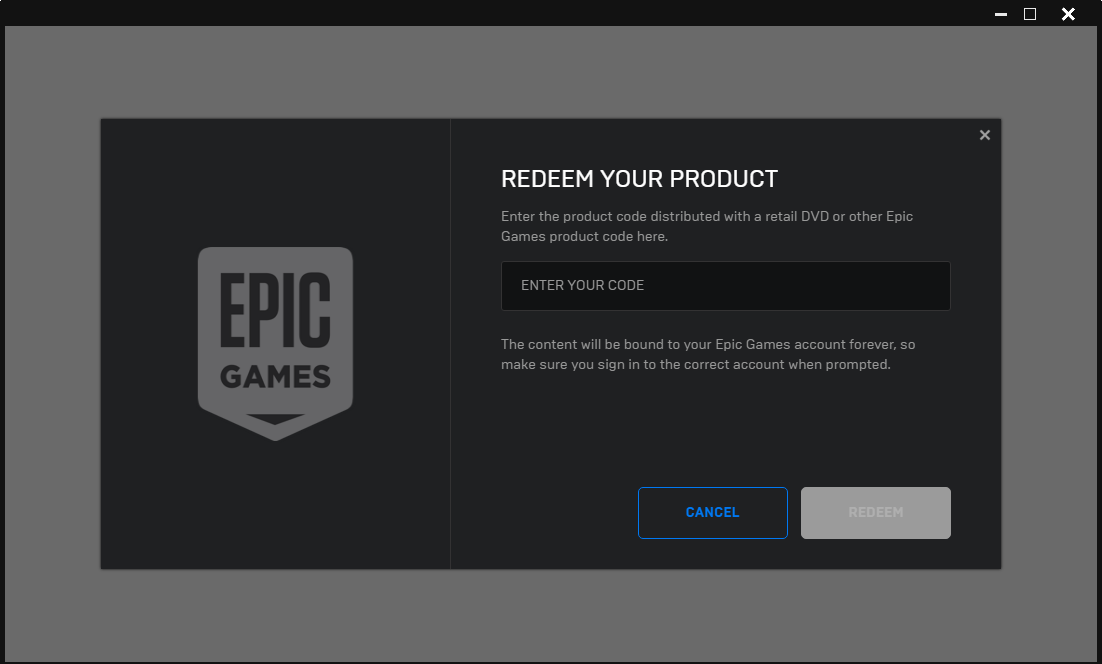 Epic Games Redeem Game